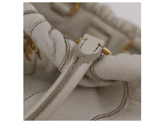 Bolso de mano PRADA de cuero 2way White Gold Auth 206042V Blanco Dorado - vista 7