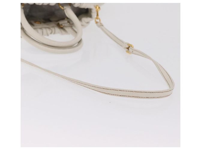 Bolso de mano PRADA de cuero 2way White Gold Auth 206042V Blanco Dorado - vista 8