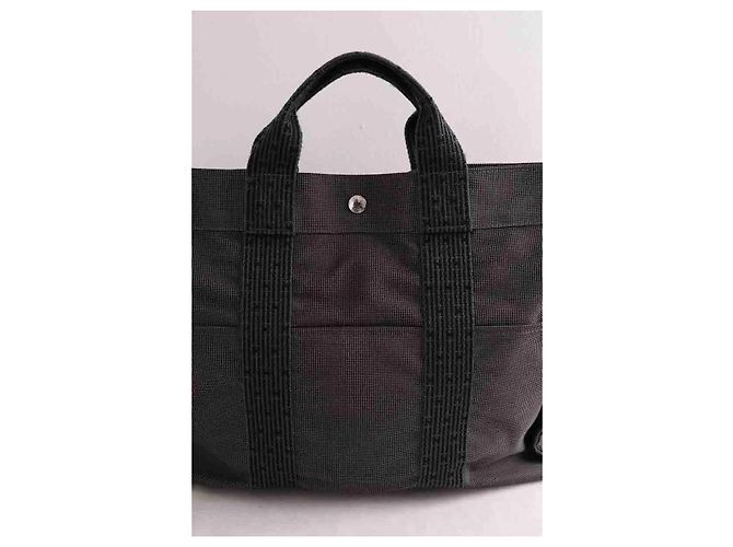 Hermès Borsa Cabas Herline con certificato Entrupy Toto in cotone antracite Grigio antracite - vista 2