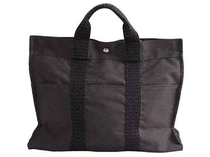 Hermès Borsa Cabas Herline con certificato Entrupy Toto in cotone antracite Grigio antracite - vista 4