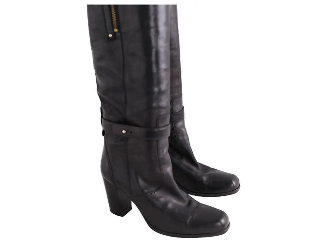 Bottes en cuir noir Barbara Bui - vue 3