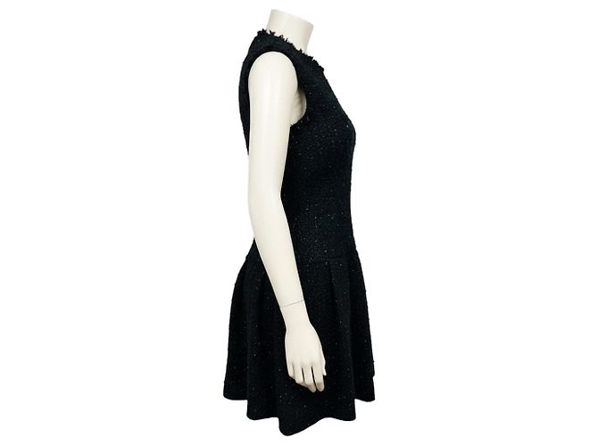 Vestido de cóctel Simone Rocha sin mangas acampanado de tweed bouclé negro - vista 2