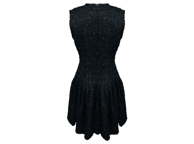Vestido de cóctel Simone Rocha sin mangas acampanado de tweed bouclé negro - vista 3
