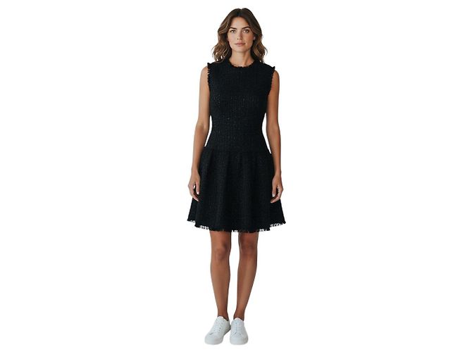 Vestido de cóctel Simone Rocha sin mangas acampanado de tweed bouclé negro - vista 6
