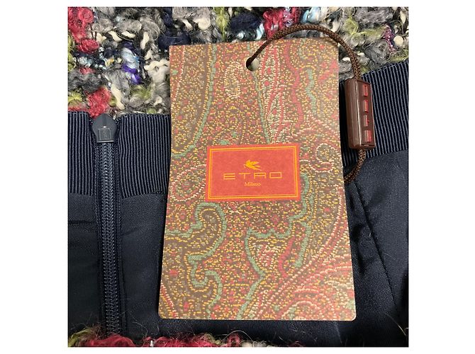 Gonna in tweed di lana e mohair multicolore bordeaux / verde / blu navy Etro - vista 6