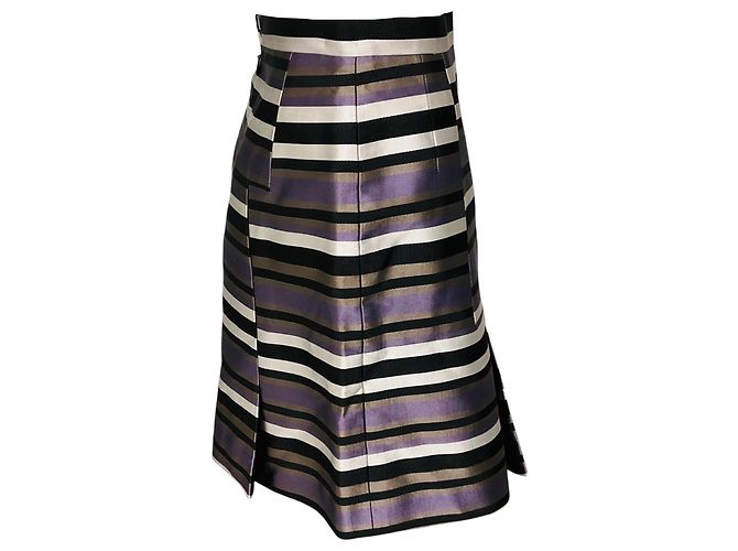 Gonna in seta a righe multicolore viola / nero Louis Vuitton Porpora - vista 2