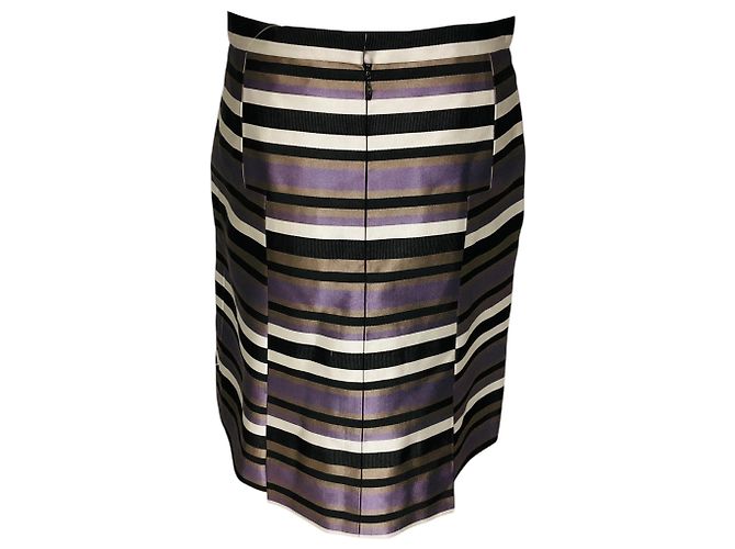 Gonna in seta a righe multicolore viola / nero Louis Vuitton Porpora - vista 3