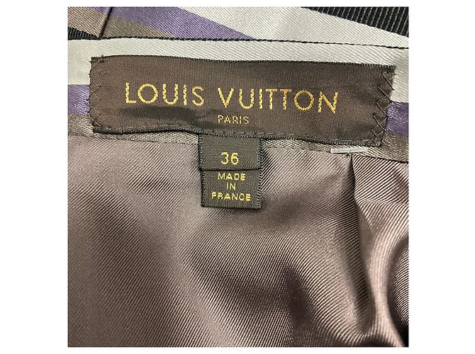 Gonna in seta a righe multicolore viola / nero Louis Vuitton Porpora - vista 4