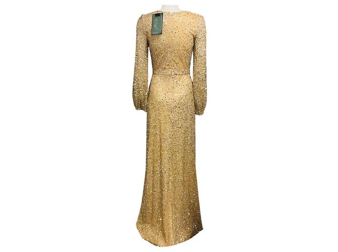 Autre Marque Abito da Sera Mac Duggal Champagne Metallic Sequined / Abito Formale Metallico - vista 3