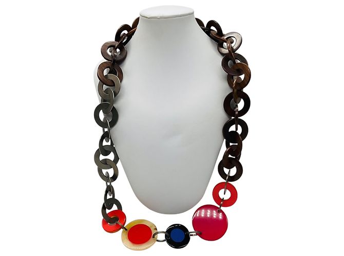 Marni Statement-Halskette aus rotem Multi-Resin und Holz Mehrfarben - Ansicht 2