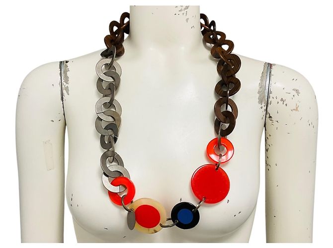 Marni Statement-Halskette aus rotem Multi-Resin und Holz Mehrfarben - Ansicht 3