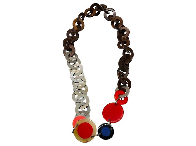 Marni Statement-Halskette aus rotem Multi-Resin und Holz Mehrfarben - Ansicht 4