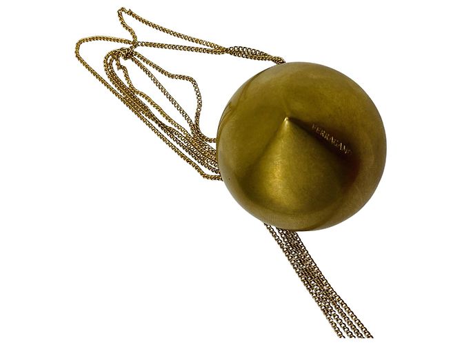 Salvatore Ferragamo Collana con pendente scultoreo Ferragamo in alluminio dorato e ottone D'oro - vista 10