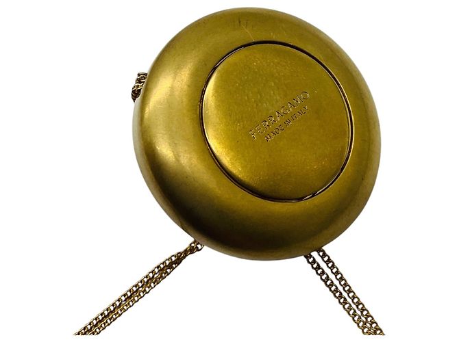 Salvatore Ferragamo Collana con pendente scultoreo Ferragamo in alluminio dorato e ottone D'oro - vista 3