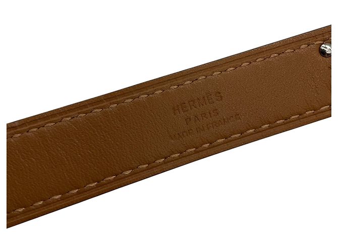 Hermès Cinturón Kelly Hermes Taupe 2016 de piel Epsom con hebilla plateada Castaño - vista 6