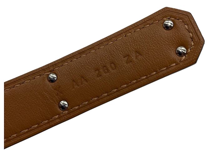 Hermès Cinturón Kelly Hermes Taupe 2016 de piel Epsom con hebilla plateada Castaño - vista 7