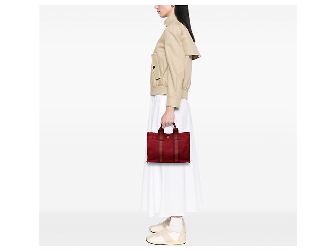 Hermès Canvas Fourre Tout PM Tote Bag Rot - Ansicht 6