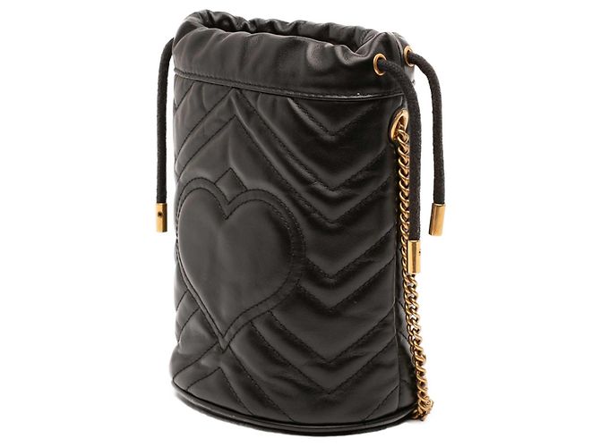 Borsa a secchiello Gucci Small GG Marmont Matelassé in pelle di vitello nera Nero - vista 2