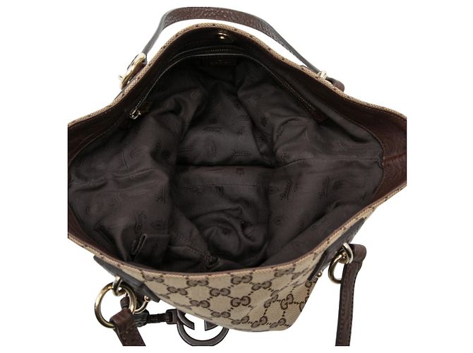 Borsa Tote Gucci GG Canvas GG Charm Beige - vista 4