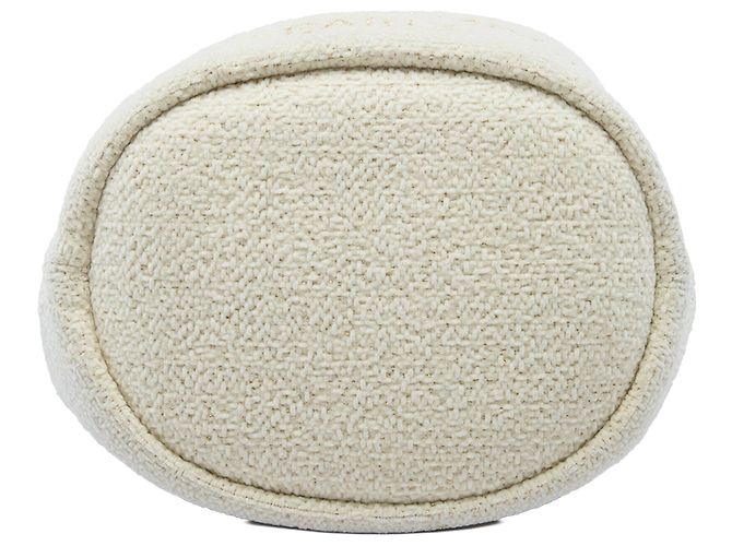 Borsa a secchiello con coulisse Chanel Deauville Small in tweed bianco - vista 3