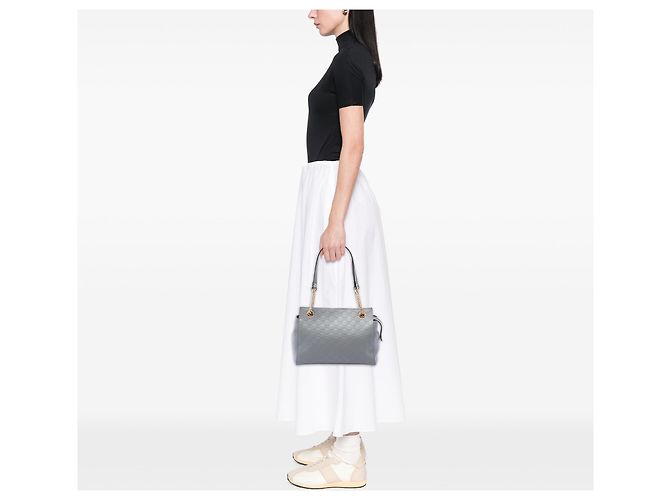Bolso de hombro suave Gucci Medium Guccissima Gris - vista 6