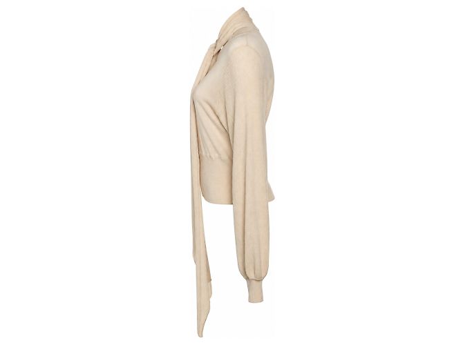 Chloé Chloe, top de punto beige con lazo - Ansicht 4