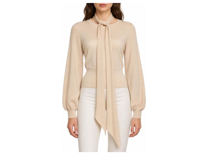 Chloé Chloe, top de punto beige con lazo - Ansicht 5