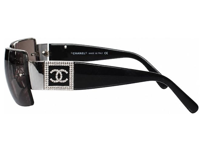 Chanel, gafas de sol sin montura con logo CC de cristal, negro - vista 3