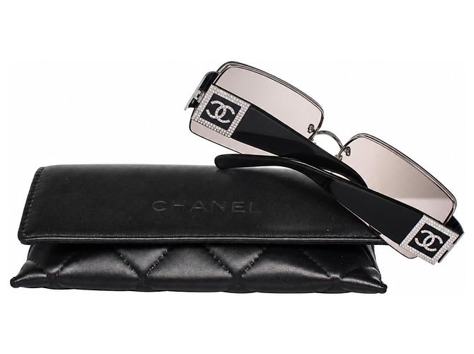 Chanel, gafas de sol sin montura con logo CC de cristal, negro - vista 4