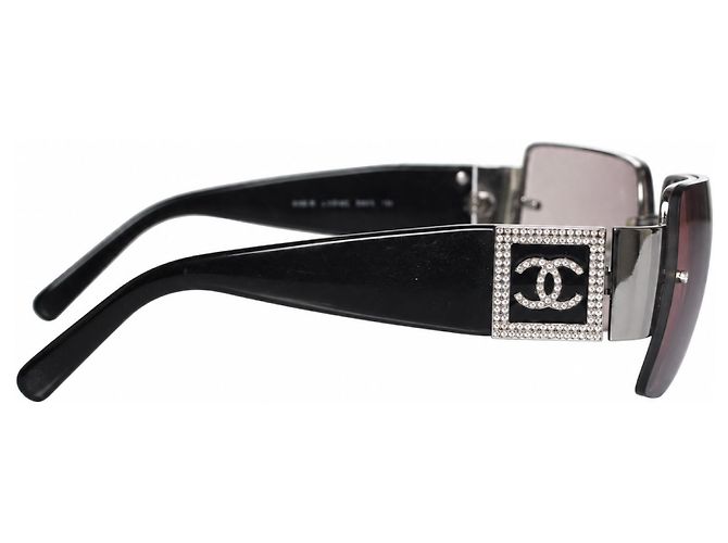 Chanel, gafas de sol sin montura con logo CC de cristal, negro - vista 6
