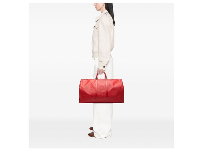 Sac de voyage Louis Vuitton Epi Keepall 55 rouge - vue 6