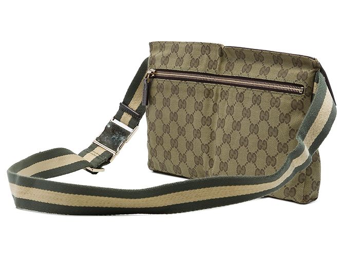 Borsetta cintura Gucci GG Canvas Web con doppia tasca Beige - vista 2