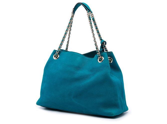 Borsa Tote Soho Chain Gucci Medium in pelle di vitello blu - vista 2