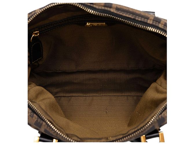 Borsa Satchel Fendi Zucca Canvas marrone - vista 4