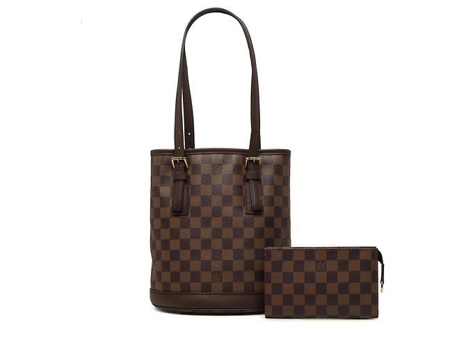 Bucket Borsa Secchiello Louis Vuitton Damier Ebene Marais Marrone - vista 7