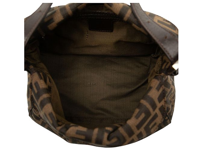 Borsa a tracolla a doppio lembo Fendi Zucca Canvas marrone - vista 4