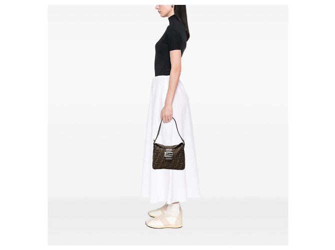 Borsa a tracolla a doppio lembo Fendi Zucca Canvas marrone - vista 7