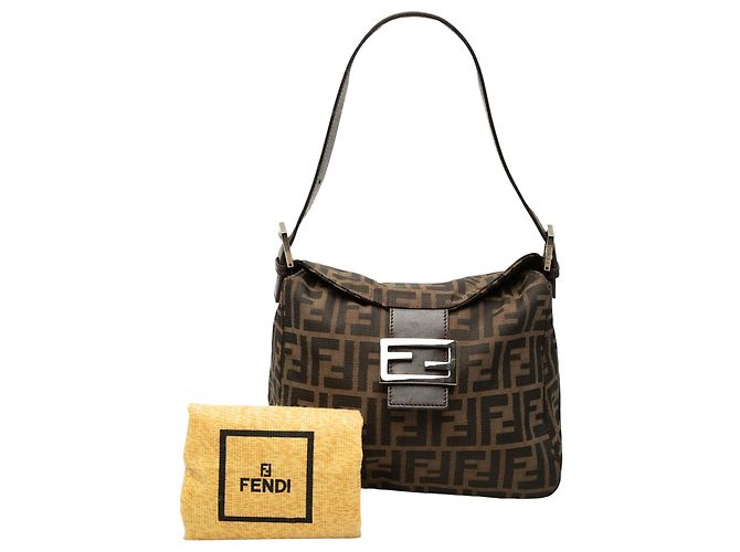 Borsa a tracolla a doppio lembo Fendi Zucca Canvas marrone - vista 8
