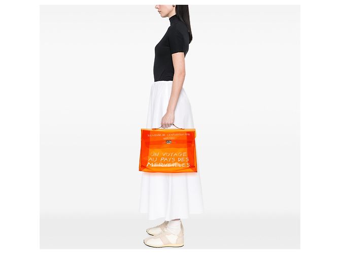 Borsa Kelly Hermès Vinyl Souvenir De L Exposition Arancione - vista 6