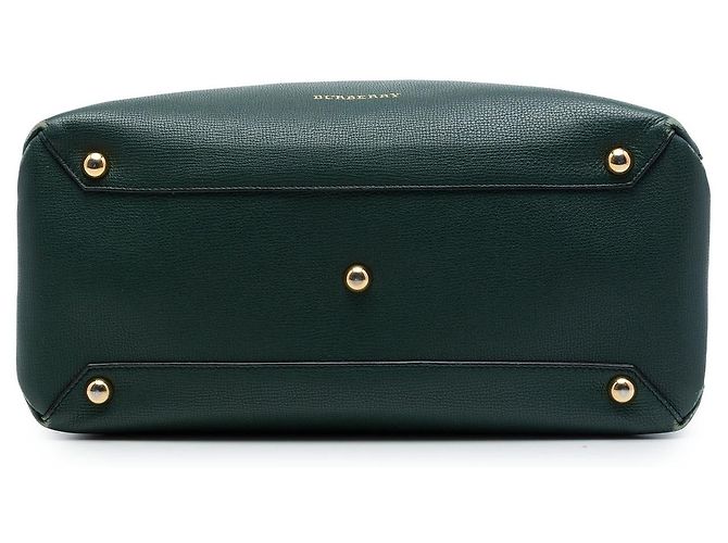 Borsa Satchel Banner Burberry Medium in pelle e House Check verde - vista 3