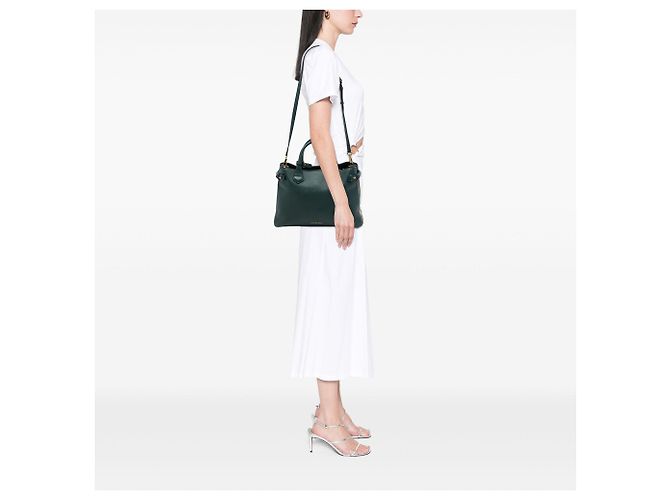 Borsa Satchel Banner Burberry Medium in pelle e House Check verde - vista 6