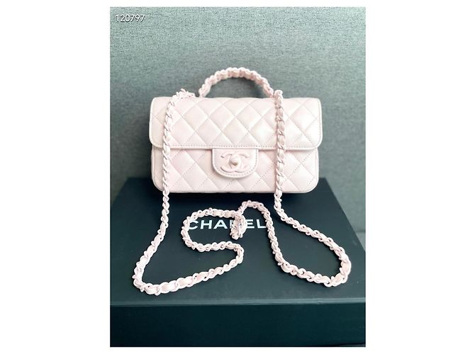 Bolso Chanel Rosa de Piel de Cordero Acolchado Diamante 20 cm Multicolor - vista 2