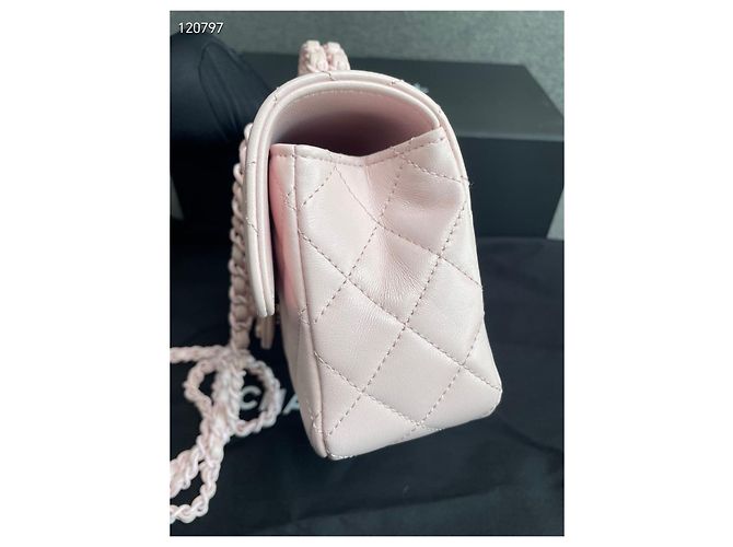 Bolso Chanel Rosa de Piel de Cordero Acolchado Diamante 20 cm Multicolor - vista 5
