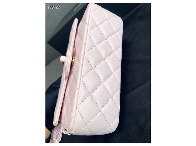 Bolso Chanel Rosa de Piel de Cordero Acolchado Diamante 20 cm Multicolor - vista 6