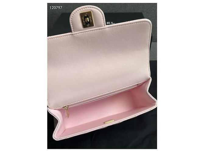 Bolso Chanel Rosa de Piel de Cordero Acolchado Diamante 20 cm Multicolor - vista 8