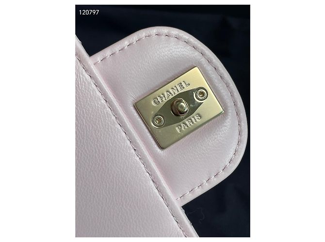 Bolso Chanel Rosa de Piel de Cordero Acolchado Diamante 20 cm Multicolor - vista 9
