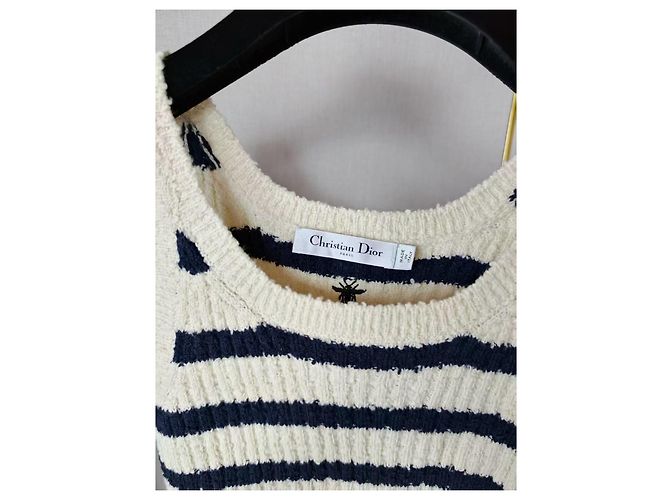 Autre Marque Conjunto Dior de malha de algodão às riscas colete e cardigan Multicor - vista 3