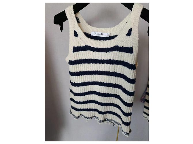 Autre Marque Conjunto Dior de malha de algodão às riscas colete e cardigan Multicor - vista 5