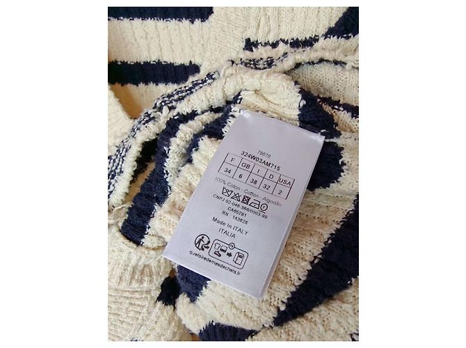 Autre Marque Conjunto Dior de malha de algodão às riscas colete e cardigan Multicor - vista 7
