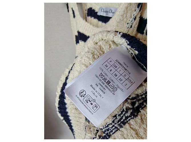 Autre Marque Conjunto Dior de malha de algodão às riscas colete e cardigan Multicor - vista 8